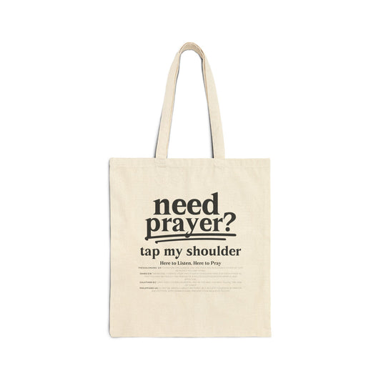 Need Prayer? Tap my Shoulder Cotton Canvas Tote