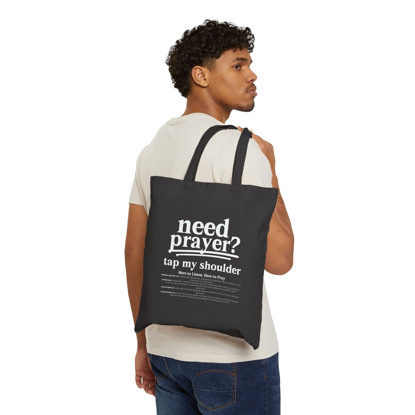Need Prayer? Tap my Shoulder Cotton Canvas Tote