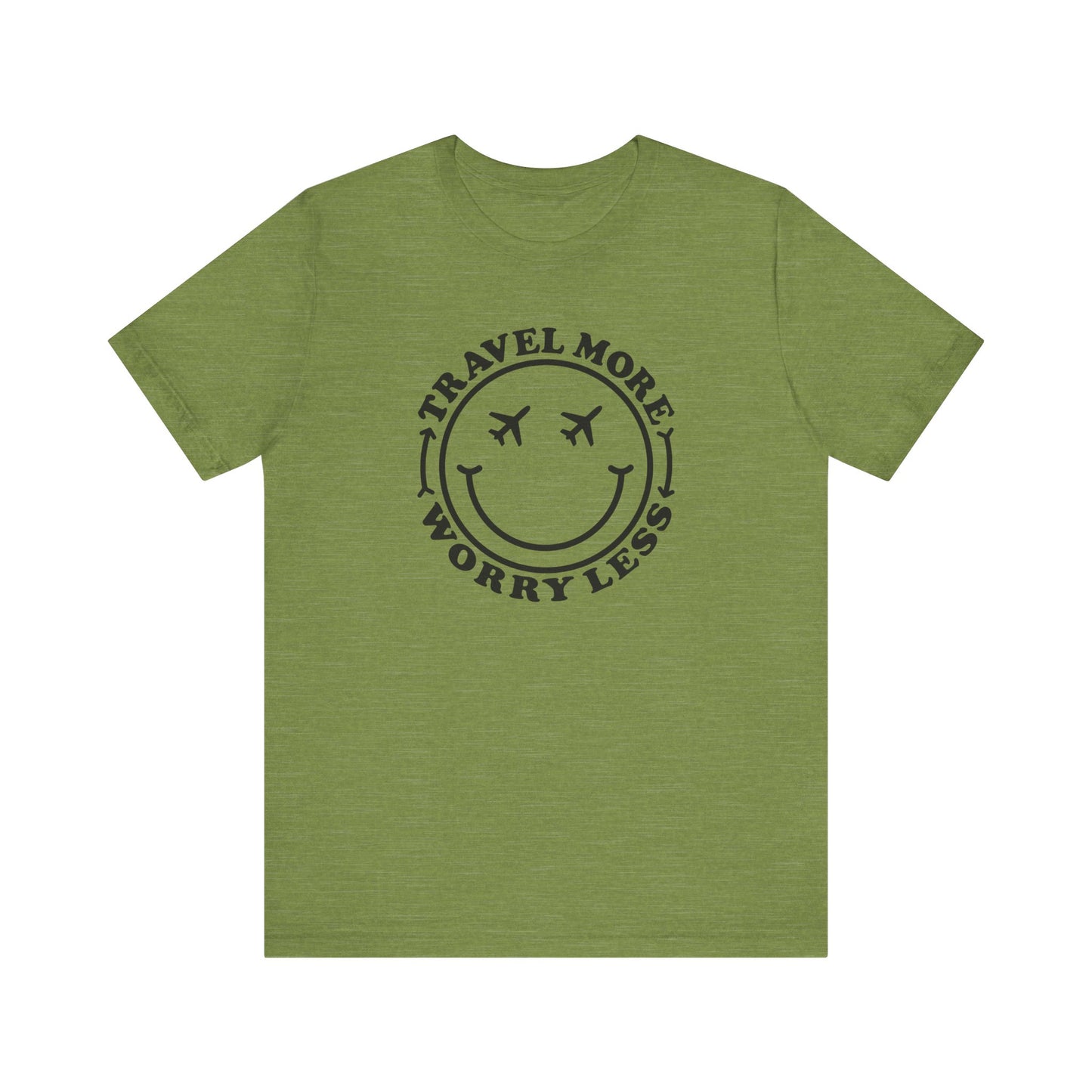 Travel More Worry Less Unisex Tee - Simple Minimalist Happy Face Design