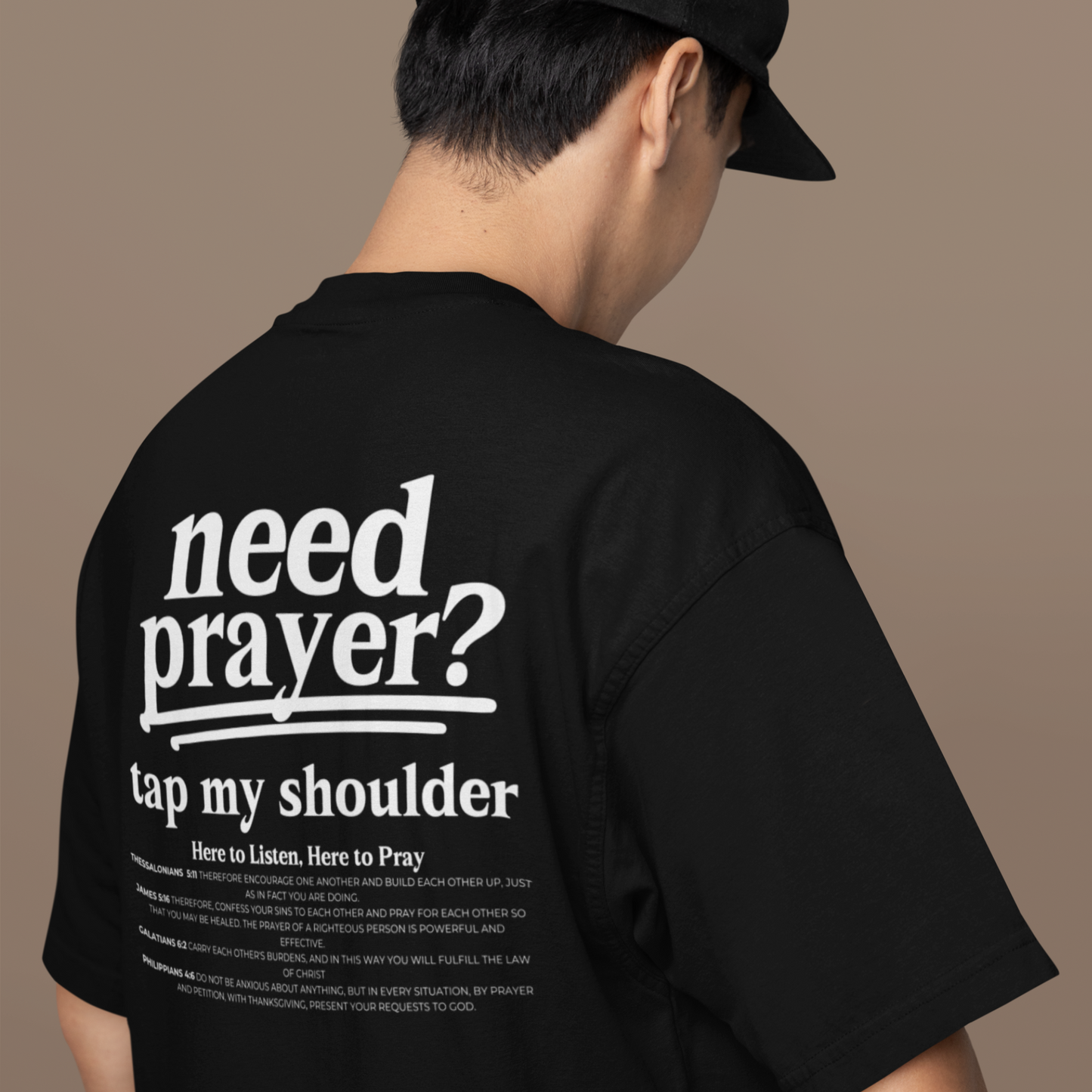 Need Prayer? Tap My shoulder Modern Inspirational Unisex Tee