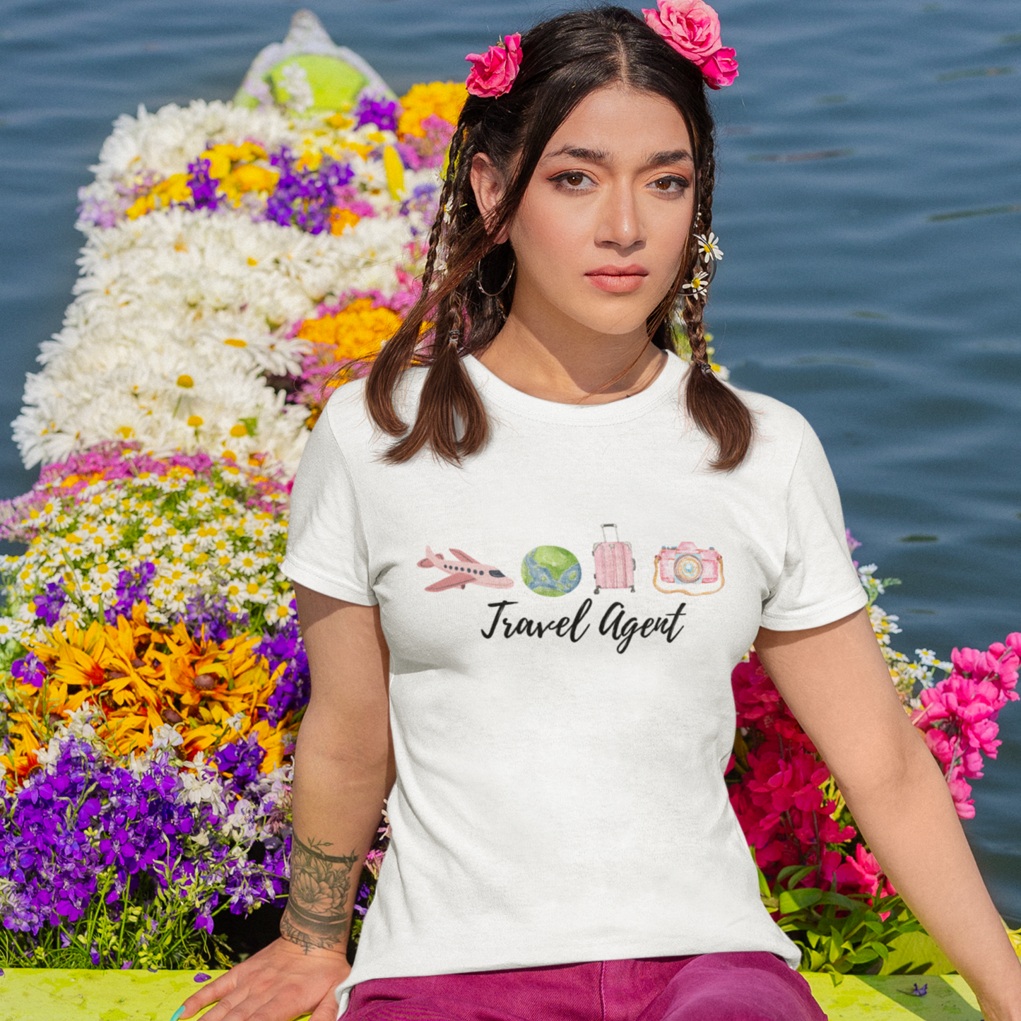Women's Tee - Pink Watercolor Travel Agent T-Shirt