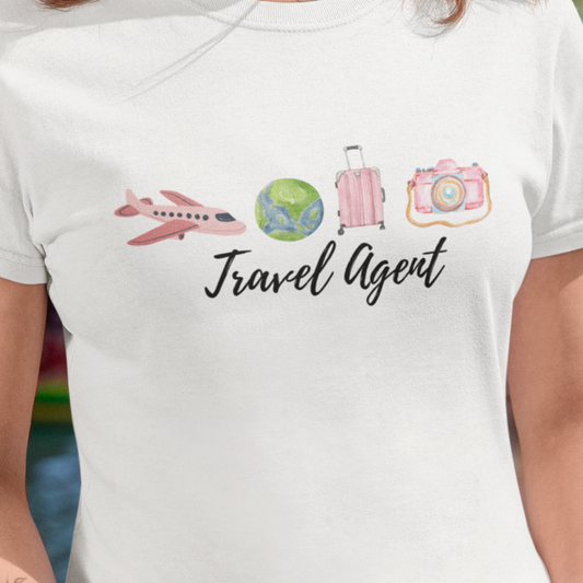 Women's Tee - Pink Watercolor Travel Agent T-Shirt