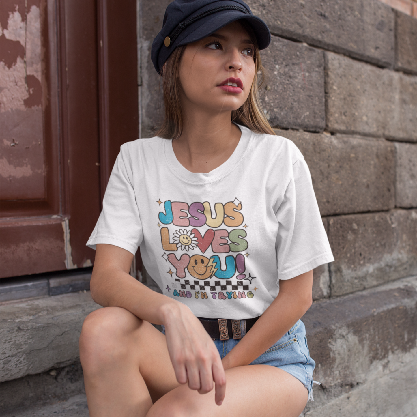 Funny Christian Shirt | Jesus Loves You I am Trying Tee