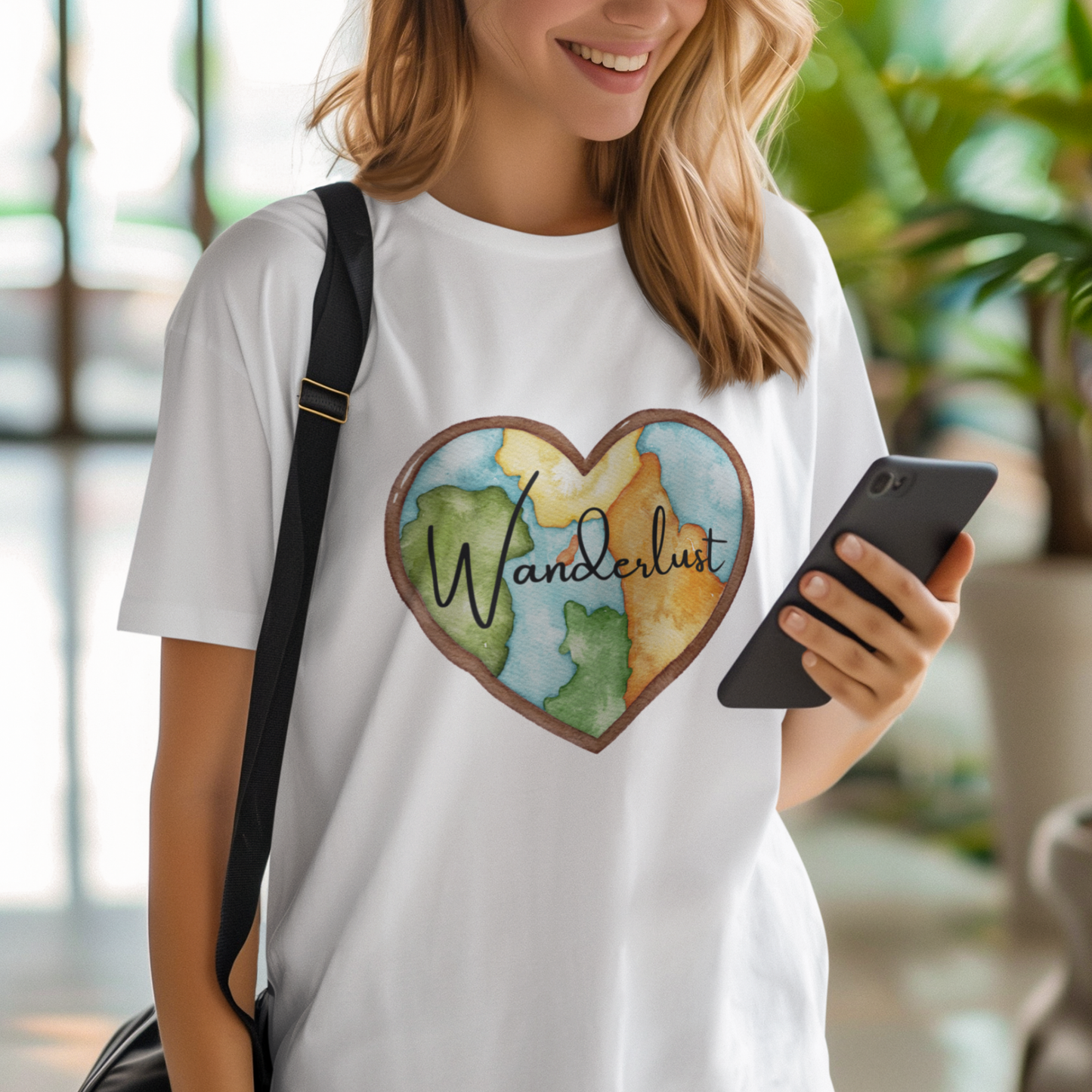 Wanderlust Watercolor Globe Heart Unisex T-Shirt